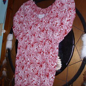 liz claiborne lt blouse red white